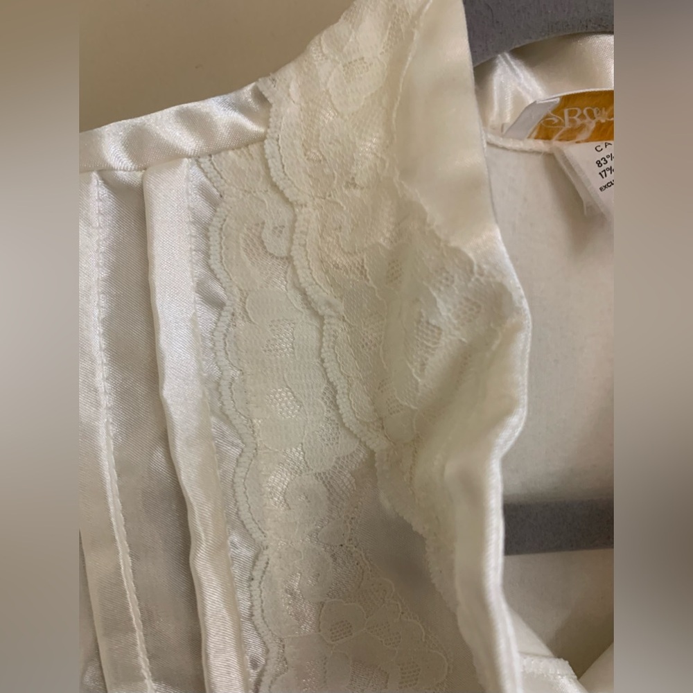 Vintage Barbizan Night gown / Night dress White Satin Lined Sz Medium NICE - Picture 4 of 10
